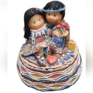 Native American Couple Trinket Box Love Romance  Keepsake Ring Box Jewelry Box